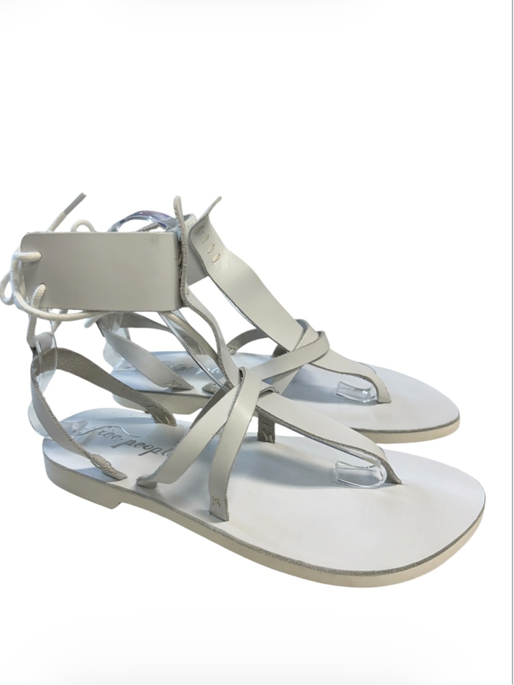 Free People White Leather Lace-Up Gladiator Sandals Eu 37.5 US 7.5
